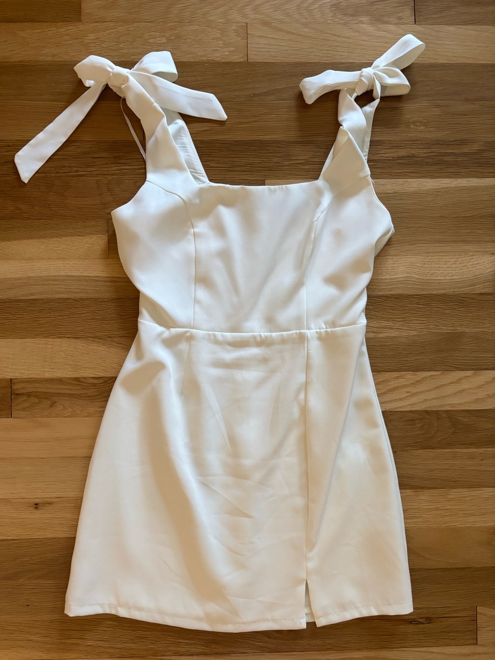 Lulu’s Your Sweetie White Bow Strap Mini Dress - Bridal Shower, After Party - S